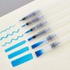 Water Brush Pens Set - 6 Pcs (3 Round & 3 Flat Tips) | Fine, Medium, Large for Watercolour, Calligraphy & Ink Art