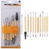 11 Pcs Wooden Handle Clay Pottery Sculpting Tools Set | Versatile 21+ Shapes for Carving, Shaping, Detailing & Trimming